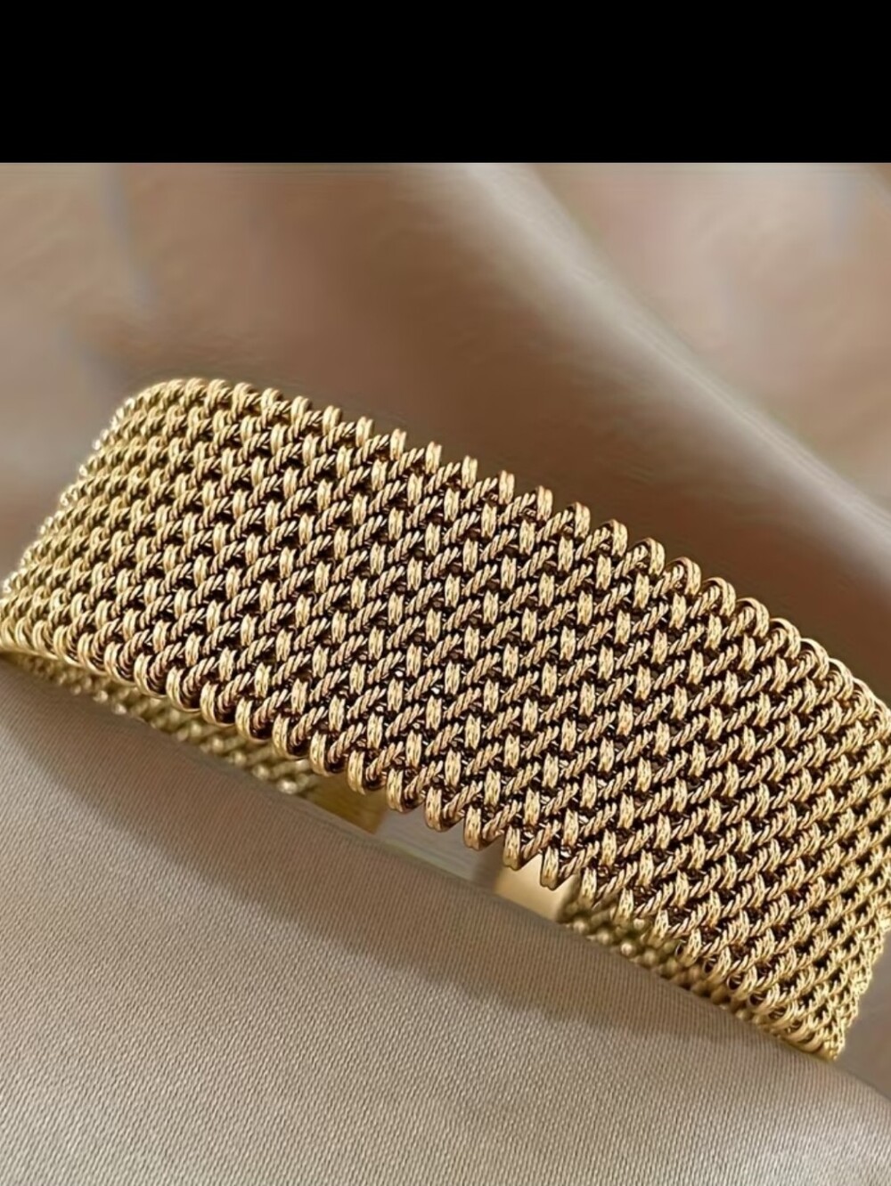 Gold-Tone Mesh Cuff Bracelet - 18k Goldplated
